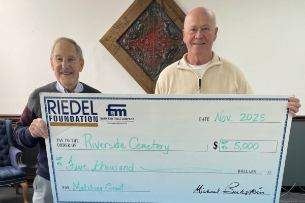 Riedel Foundation awards second matching grant to improve access to historic Riverside Cemetery