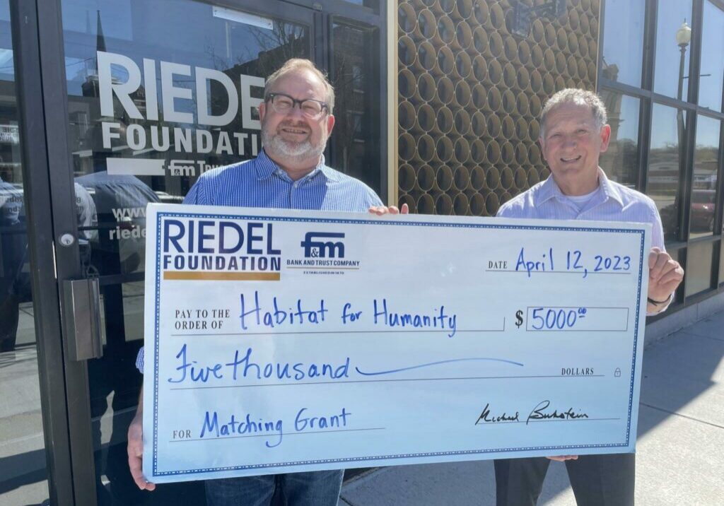 Riedel Foundation Awards $5,000 Matching Grant to Local Habitat for Humanity