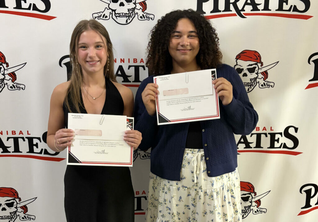 Hannibal High School graduates Natalie Chapman and Ella Williams receive the 2026 George H. Riedel Scholarships